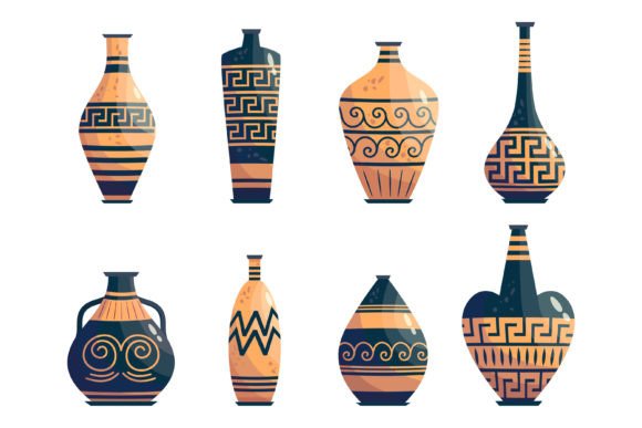 Download Greek Vase Ancient Jar Set Isolated - Premium Bundle